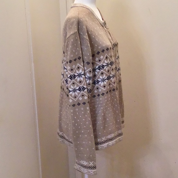 CROFT & BARROW VINTAGE TAN COLOR CHRISTMAS CARDIGAN SZ XL - Picture 3 of 10